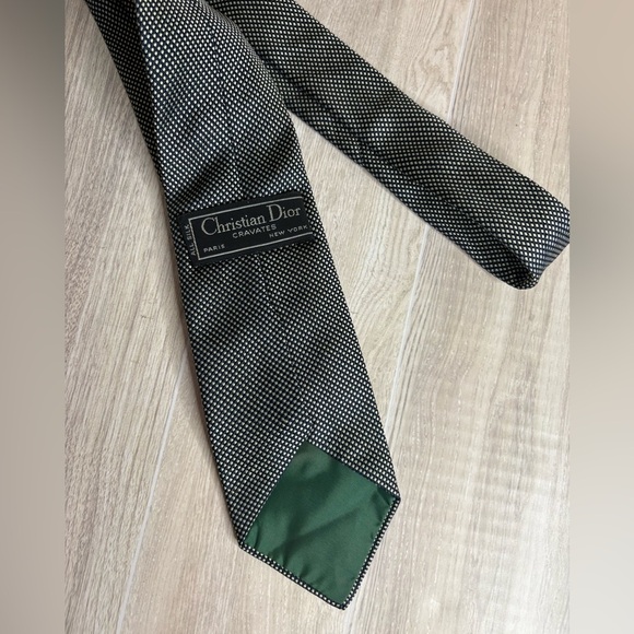 Christian Dior All Silk Slim Tie Black Brown